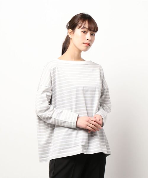 DouDou(ドゥドゥ)の「ボートネックボーダーTEE(Tシャツ/カットソー・レディース・ブラック/グレー/バイオレット・FREE)」の6枚目の写真