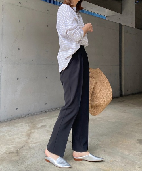 DouDou(ドゥドゥ)の「ボートネックボーダーTEE(Tシャツ/カットソー・レディース・ブラック/グレー/バイオレット・FREE)」の9枚目の写真