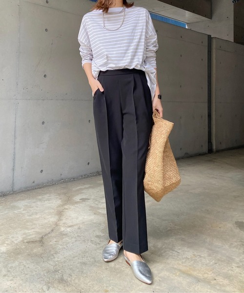 DouDou(ドゥドゥ)の「ボートネックボーダーTEE(Tシャツ/カットソー・レディース・ブラック/グレー/バイオレット・FREE)」の8枚目の写真