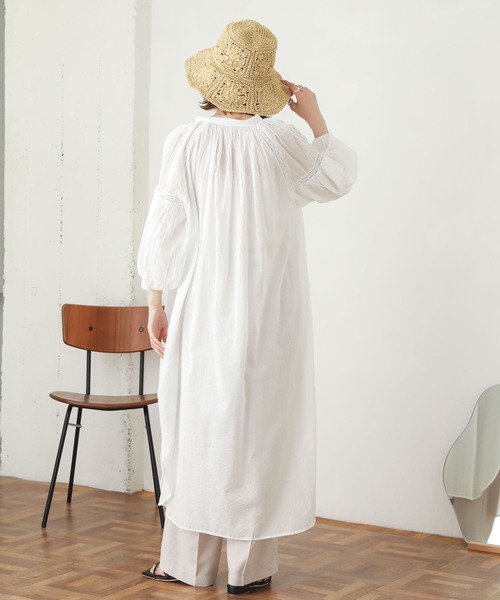 SENSE OF PLACE by URBAN RESEARCH（センスオブプレイスバイアーバンリサーチ）の「インドレースキリカエワンピース(7分袖)（シャツワンピース・レディース・ホワイト/ブラウン/イエロー・ONE）」の18枚目の写真