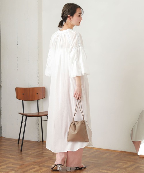 SENSE OF PLACE by URBAN RESEARCH（センスオブプレイスバイアーバンリサーチ）の「インドレースキリカエワンピース(7分袖)（シャツワンピース・レディース・ホワイト/ブラウン/イエロー・ONE）」の19枚目の写真