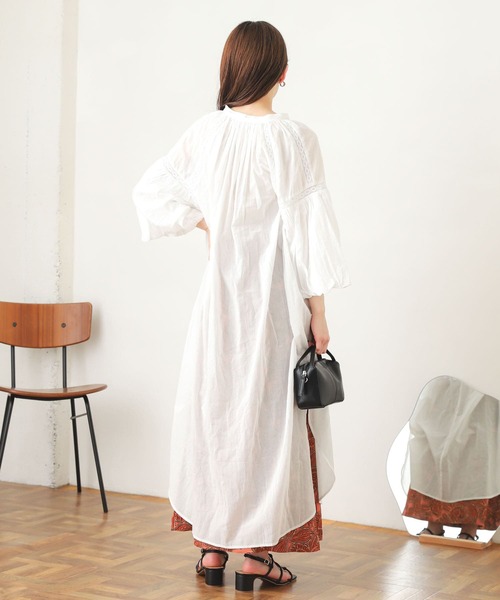 SENSE OF PLACE by URBAN RESEARCH（センスオブプレイスバイアーバンリサーチ）の「インドレースキリカエワンピース(7分袖)（シャツワンピース・レディース・ホワイト/ブラウン/イエロー・ONE）」の20枚目の写真