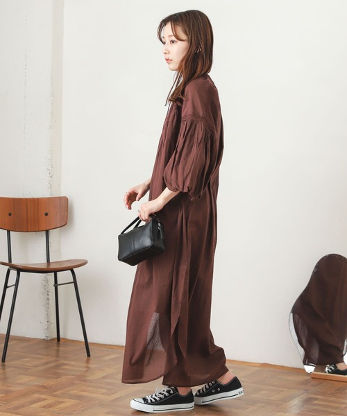 SENSE OF PLACE by URBAN RESEARCH（センスオブプレイスバイアーバンリサーチ）の「インドレースキリカエワンピース(7分袖)（シャツワンピース・レディース・ホワイト/ブラウン/イエロー・ONE）」の21枚目の写真