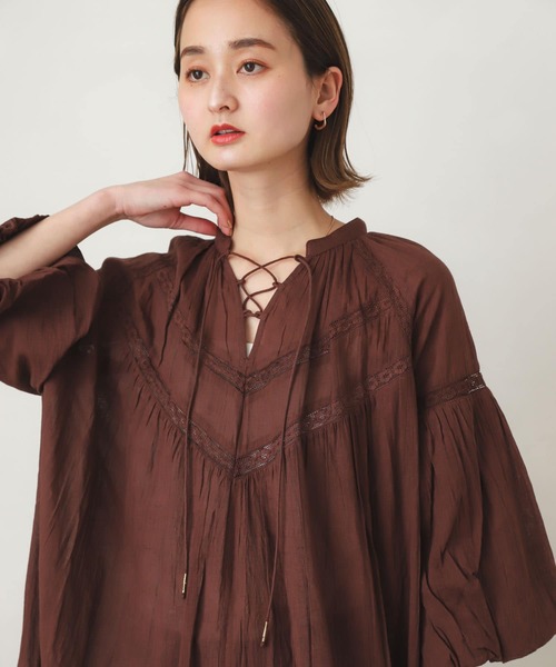 SENSE OF PLACE by URBAN RESEARCH（センスオブプレイスバイアーバンリサーチ）の「インドレースキリカエワンピース(7分袖)（シャツワンピース・レディース・ホワイト/ブラウン/イエロー・ONE）」の14枚目の写真