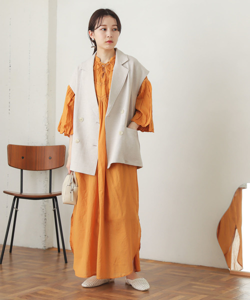 SENSE OF PLACE by URBAN RESEARCH（センスオブプレイスバイアーバンリサーチ）の「インドレースキリカエワンピース(7分袖)（シャツワンピース・レディース・ホワイト/ブラウン/イエロー・ONE）」の15枚目の写真