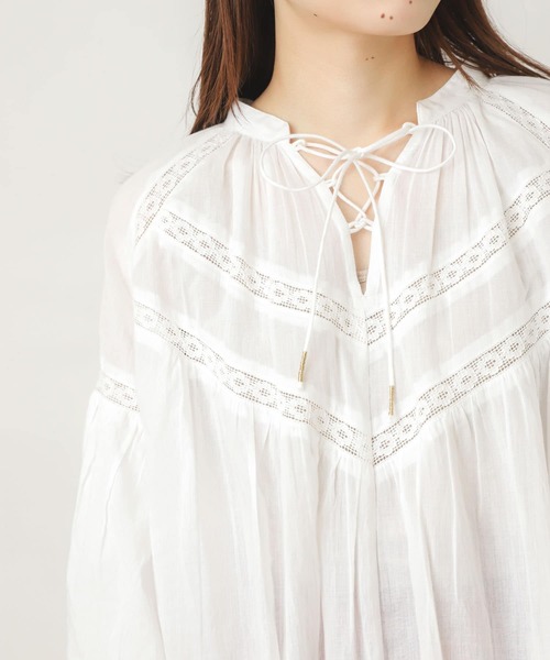 SENSE OF PLACE by URBAN RESEARCH（センスオブプレイスバイアーバンリサーチ）の「インドレースキリカエワンピース(7分袖)（シャツワンピース・レディース・ホワイト/ブラウン/イエロー・ONE）」の17枚目の写真