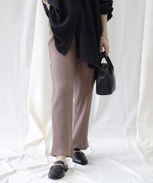 HONEYSUCKLE ROSE（ハニーサックルローズ）の「【HONEYSUCKLE ROSE】カットリブパンツ（その他パンツ・レディース・キナリ/ブラウン/ブラック・M/L）」の9枚目の写真