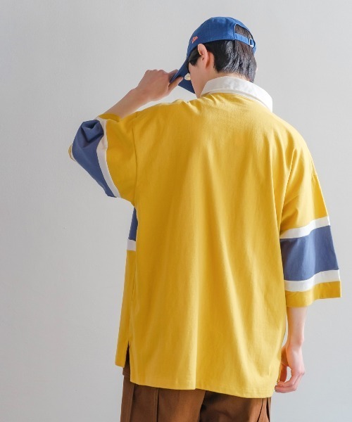 improves（インプローブス）の「ヘビーウェイト ラインボーダー 半袖ラガーシャツ（ポロシャツ・メンズ・ブラック/グリーン/ネイビー/マスタード/ブルーグレー・MEDIUM/LARGE）」の17枚目の写真