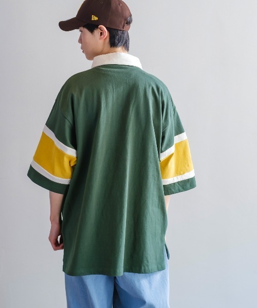 improves（インプローブス）の「ヘビーウェイト ラインボーダー 半袖ラガーシャツ（ポロシャツ・メンズ・ブラック/グリーン/ネイビー/マスタード/ブルーグレー・MEDIUM/LARGE）」の16枚目の写真