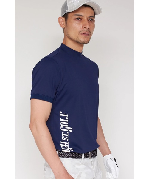 HIGH STREET(ハイストリート)の「HIGH ST. GOLF∴タテロゴバックハニカム モックネックシャツ <AdE>(Tシャツ/カットソー・メンズ・ホワイト/ブラック/ネイビー・S/M/L/LL)」の3枚目の写真