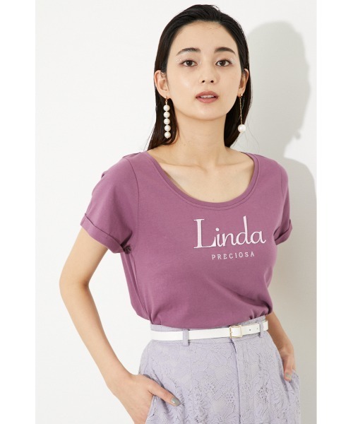 rienda（リエンダ）の「Linda PRECIOSA Tシャツ（Tシャツ/カットソー・レディース・ホワイト/ブラック/グリーン/スモークピンク・FREE）」の4枚目の写真