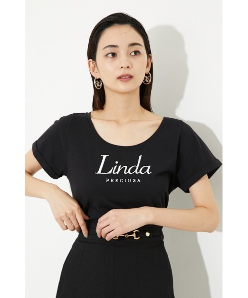 rienda（リエンダ）の「Linda PRECIOSA Tシャツ（Tシャツ/カットソー・レディース・ホワイト/ブラック/グリーン/スモークピンク・FREE）」の3枚目の写真