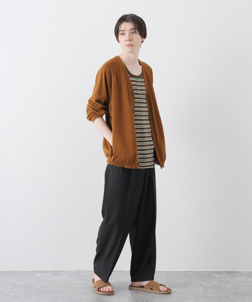 B.C STOCK(ベーセーストック)の「CRH RIB BORDER タンクトップ(タンクトップ・メンズ・ブラウン/アイボリー・MEDIUM/LARGE/SMALL)」の5枚目の写真