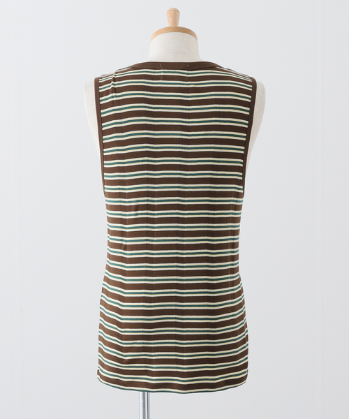 B.C STOCK(ベーセーストック)の「CRH RIB BORDER タンクトップ(タンクトップ・メンズ・ブラウン/アイボリー・MEDIUM/LARGE/SMALL)」の8枚目の写真