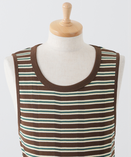 B.C STOCK(ベーセーストック)の「CRH RIB BORDER タンクトップ(タンクトップ・メンズ・ブラウン/アイボリー・MEDIUM/LARGE/SMALL)」の9枚目の写真