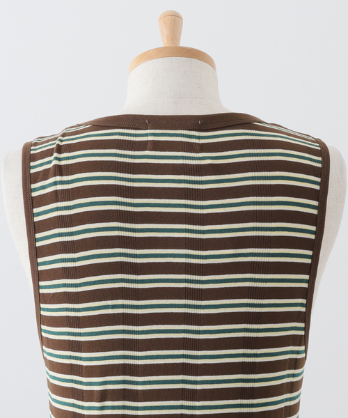 B.C STOCK(ベーセーストック)の「CRH RIB BORDER タンクトップ(タンクトップ・メンズ・ブラウン/アイボリー・MEDIUM/LARGE/SMALL)」の10枚目の写真