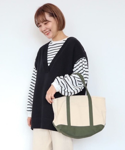 AMERICAN HOLIC（アメリカンホリック）の「キャンバストートバッグ / CANVAS 2WAY TOTE BAG（トートバッグ・レディース・ネイビー/レッド/カーキ/イエロー・FREE）」の2枚目の写真