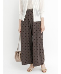 リネン混ドット＆花柄アソートワイドパンツ