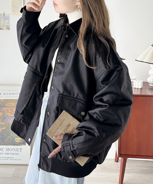 美品　ロンハーマン　フェイクレザージャンパー　XS RHC ronherman ロンハーマン フェイクレザー ジャンパー XS - メルカリ