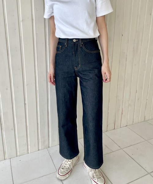 GIMME GIMME（ギミーギミー）の「ハイウエスト リジッドデニム gimw22s018（デニムパンツ・レディース・ブルー・M/S/L）」の2枚目の写真