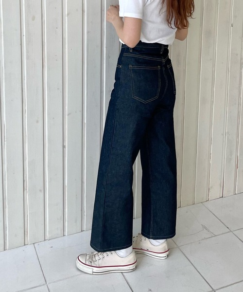 GIMME GIMME（ギミーギミー）の「ハイウエスト リジッドデニム gimw22s018（デニムパンツ・レディース・ブルー・M/S/L）」の5枚目の写真