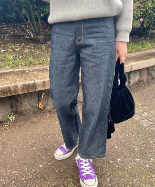 GIMME GIMME（ギミーギミー）の「ハイウエスト リジッドデニム gimw22s018（デニムパンツ・レディース・ブルー・M/S/L）」の12枚目の写真