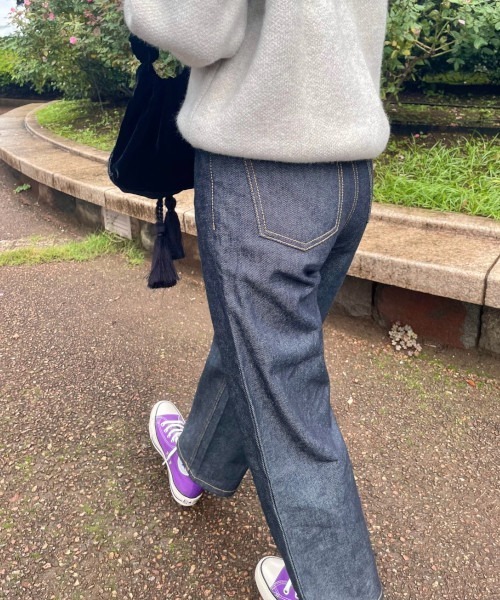 GIMME GIMME（ギミーギミー）の「ハイウエスト リジッドデニム gimw22s018（デニムパンツ・レディース・ブルー・M/S/L）」の13枚目の写真