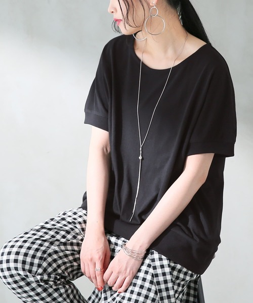 osharewalker（オシャレウォーカー）の「【廃盤】『ドルマンリブデザインTシャツ』（Tシャツ/カットソー・レディース・ブルー/ネイビー/オフホワイト/ブラック/ピンク・FREE）」の20枚目の写真