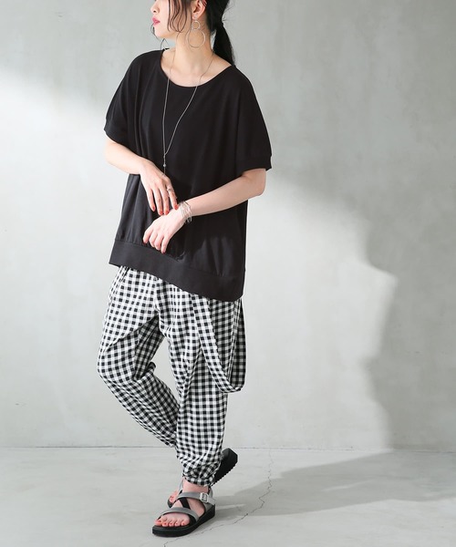 osharewalker（オシャレウォーカー）の「【廃盤】『ドルマンリブデザインTシャツ』（Tシャツ/カットソー・レディース・ブルー/ネイビー/オフホワイト/ブラック/ピンク・FREE）」の21枚目の写真