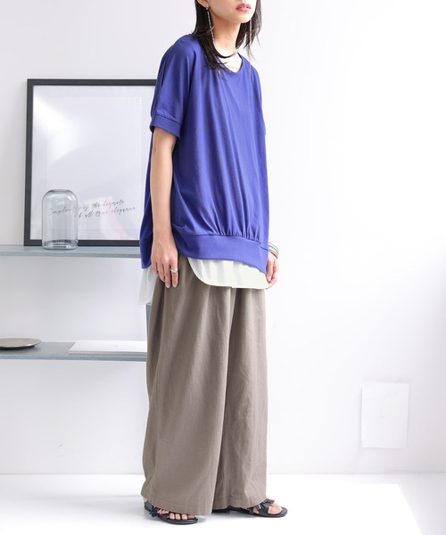 osharewalker（オシャレウォーカー）の「【廃盤】『ドルマンリブデザインTシャツ』（Tシャツ/カットソー・レディース・ブルー/ネイビー/オフホワイト/ブラック/ピンク・FREE）」の15枚目の写真