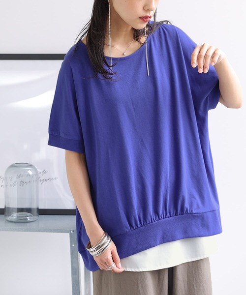 osharewalker（オシャレウォーカー）の「【廃盤】『ドルマンリブデザインTシャツ』（Tシャツ/カットソー・レディース・ブルー/ネイビー/オフホワイト/ブラック/ピンク・FREE）」の12枚目の写真