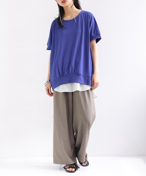 osharewalker（オシャレウォーカー）の「【廃盤】『ドルマンリブデザインTシャツ』（Tシャツ/カットソー・レディース・ブルー/ネイビー/オフホワイト/ブラック/ピンク・FREE）」の13枚目の写真