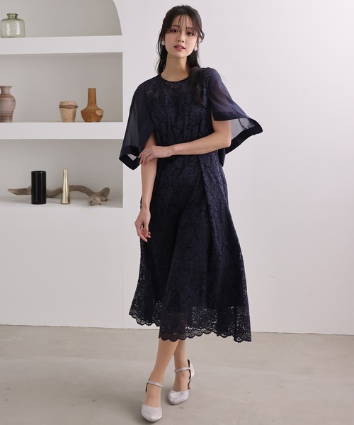 PourVous(プールヴー)の「ロング&七分袖 フォーマル シフォン セレモニー 結婚式 パーティー ドレス 同窓会 オケージョンドレス ワンピース お呼ばれ 二次会 成人式 (ドレス・レディース・ネイビー/ダークグリーン/ピンク・M/L)」の18枚目の写真