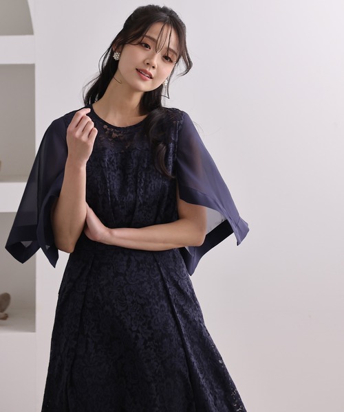 PourVous(プールヴー)の「ロング&七分袖 フォーマル シフォン セレモニー 結婚式 パーティー ドレス 同窓会 オケージョンドレス ワンピース お呼ばれ 二次会 成人式 (ドレス・レディース・ネイビー/ダークグリーン/ピンク・M/L)」の19枚目の写真