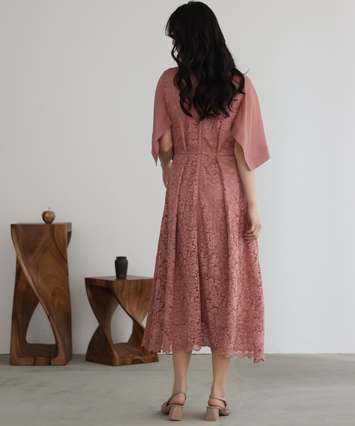 PourVous(プールヴー)の「ロング&七分袖 フォーマル シフォン セレモニー 結婚式 パーティー ドレス 同窓会 オケージョンドレス ワンピース お呼ばれ 二次会 成人式 (ドレス・レディース・ネイビー/ダークグリーン/ピンク・M/L)」の12枚目の写真