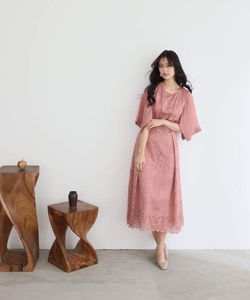 PourVous(プールヴー)の「ロング&七分袖 フォーマル シフォン セレモニー 結婚式 パーティー ドレス 同窓会 オケージョンドレス ワンピース お呼ばれ 二次会 成人式 (ドレス・レディース・ネイビー/ダークグリーン/ピンク・M/L)」の13枚目の写真