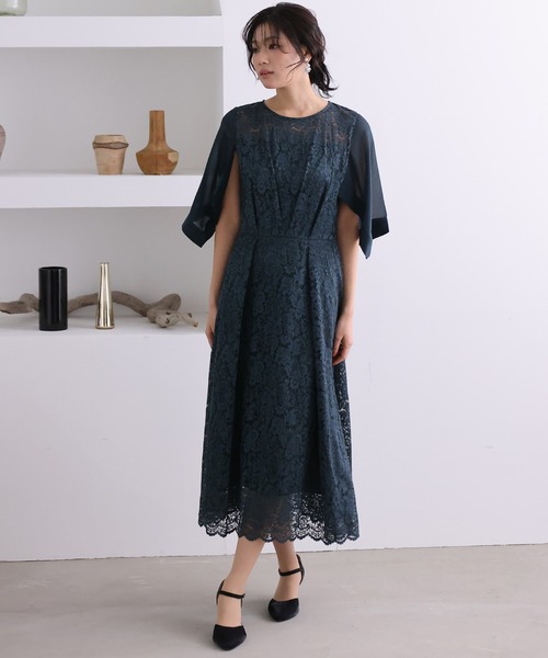 PourVous(プールヴー)の「ロング&七分袖 フォーマル シフォン セレモニー 結婚式 パーティー ドレス 同窓会 オケージョンドレス ワンピース お呼ばれ 二次会 成人式 (ドレス・レディース・ネイビー/ダークグリーン/ピンク・M/L)」の14枚目の写真