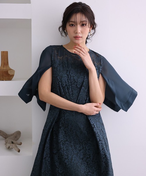 PourVous(プールヴー)の「ロング&七分袖 フォーマル シフォン セレモニー 結婚式 パーティー ドレス 同窓会 オケージョンドレス ワンピース お呼ばれ 二次会 成人式 (ドレス・レディース・ネイビー/ダークグリーン/ピンク・M/L)」の15枚目の写真
