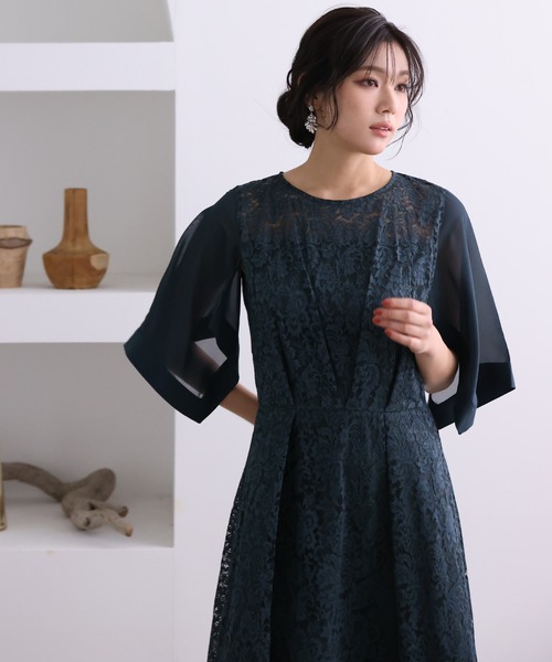 PourVous(プールヴー)の「ロング&七分袖 フォーマル シフォン セレモニー 結婚式 パーティー ドレス 同窓会 オケージョンドレス ワンピース お呼ばれ 二次会 成人式 (ドレス・レディース・ネイビー/ダークグリーン/ピンク・M/L)」の16枚目の写真