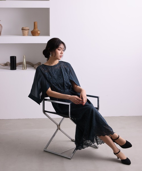 PourVous(プールヴー)の「ロング&七分袖 フォーマル シフォン セレモニー 結婚式 パーティー ドレス 同窓会 オケージョンドレス ワンピース お呼ばれ 二次会 成人式 (ドレス・レディース・ネイビー/ダークグリーン/ピンク・M/L)」の17枚目の写真