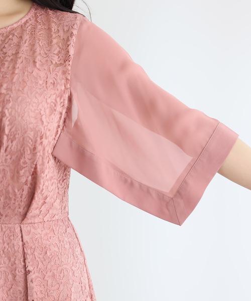 PourVous(プールヴー)の「ロング&七分袖 フォーマル シフォン セレモニー 結婚式 パーティー ドレス 同窓会 オケージョンドレス ワンピース お呼ばれ 二次会 成人式 (ドレス・レディース・ネイビー/ダークグリーン/ピンク・M/L)」の7枚目の写真