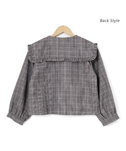 flower（フラワー）の「チェックフリルカラーブラウス（シャツ/ブラウス・レディース・ブラウン/グレー・FREE）」の7枚目の写真