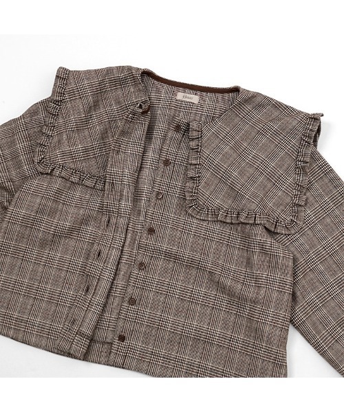 flower（フラワー）の「チェックフリルカラーブラウス（シャツ/ブラウス・レディース・ブラウン/グレー・FREE）」の14枚目の写真