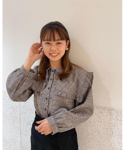 flower（フラワー）の「チェックフリルカラーブラウス（シャツ/ブラウス・レディース・ブラウン/グレー・FREE）」の22枚目の写真