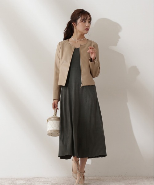 PROPORTION BODY DRESSING(プロポーションボディドレッシング)の「フェイクレザーノーカラーブルゾン / 1212255902(ブルゾン・レディース・ベージュ/ブラック・SMALL/MEDIUM)」の11枚目の写真