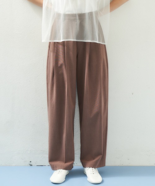 MERLOT（メルロー）の「タックワイドスラックス（スラックス・レディース・ベージュ/グレー/チョコ・FREE）」の3枚目の写真