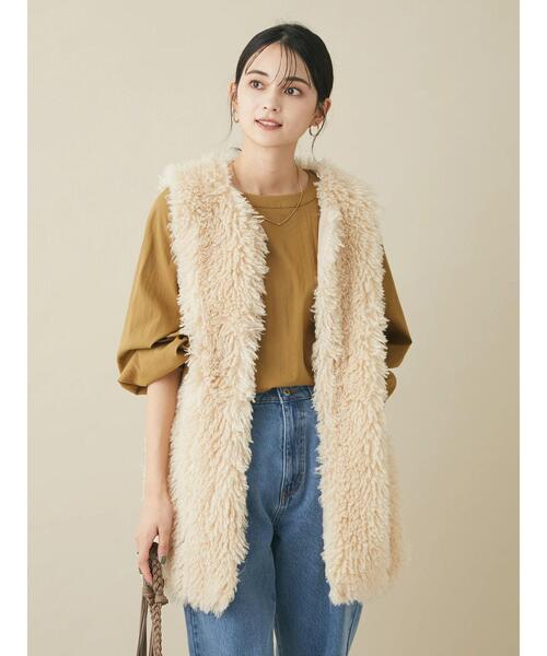 CRAFT STANDARD BOUTIQUE(クラフトスタンダードブティック)の「ポケ付きファーベスト *◆(ベスト・レディース・キャメル/ナチュラル・FREE)」の21枚目の写真