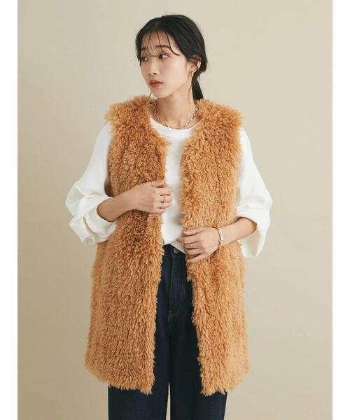 CRAFT STANDARD BOUTIQUE(クラフトスタンダードブティック)の「ポケ付きファーベスト *◆(ベスト・レディース・キャメル/ナチュラル・FREE)」の19枚目の写真
