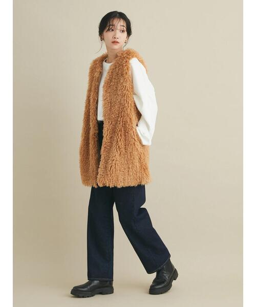 CRAFT STANDARD BOUTIQUE(クラフトスタンダードブティック)の「ポケ付きファーベスト *◆(ベスト・レディース・キャメル/ナチュラル・FREE)」の17枚目の写真