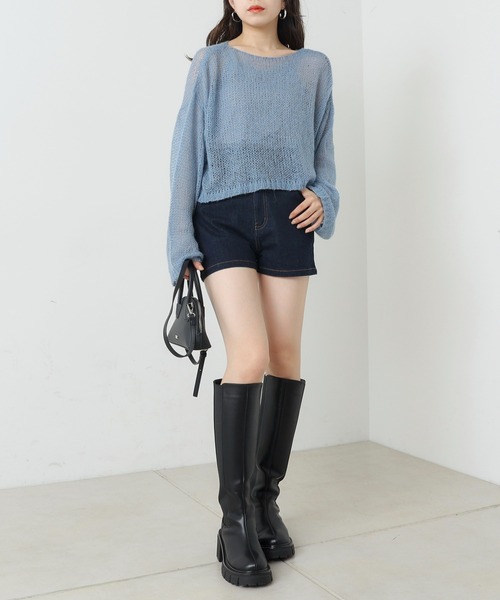 『新品.未使用』N°21❣️2way 黒ニット アシンメ グリーンキャミソール付き LOWRYS FARM キャミソール アソートギャザーキャミ 138736